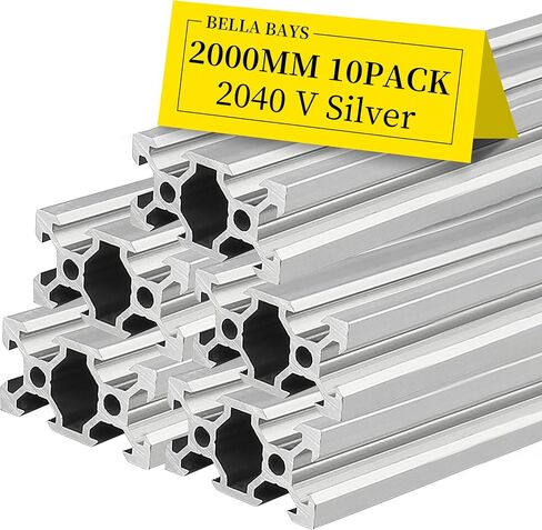 BELLA BAYS 2pcs 19.69 inch 500mm 2060 T Slot Aluminum Extrusion Profile European Standard Anodized Black Extruded Linear Rail Guide Frame for 3D Printer Laser Engraving Machine CNC Workbench DIY in Kuwait