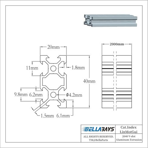 BELLA BAYS 2pcs 19.69 inch 500mm 2060 T Slot Aluminum Extrusion Profile European Standard Anodized Black Extruded Linear Rail Guide Frame for 3D Printer Laser Engraving Machine CNC Workbench DIY in Kuwait