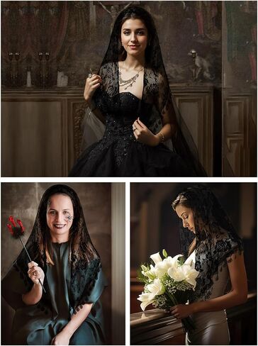 2 Pcs Mass Veil Triangle Mantilla Cathedral Head Covering Chapel Veil Lace Shawl Latin Scarf Latin Mass Head Covering Veils for Bridal Women in Saudi Arabia