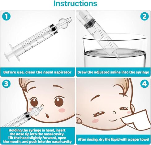 شفاطة أنف للأطفال، شفاطة أنف احترافية لتنظيف أنف الرضع متوافقة مع رذاذ الأنف الملحي للأطفال - أطراف سيليكون خالية من مادة BPA، نظامان محمولان لري الأنف مع حقيبة in Kuwait