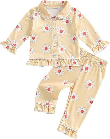 Christmas Pajamas For Kids Toddler Girl Pjs Long Sleeve Button Down Infant Baby Matching Pjs Lounge Set in Saudi Arabia
