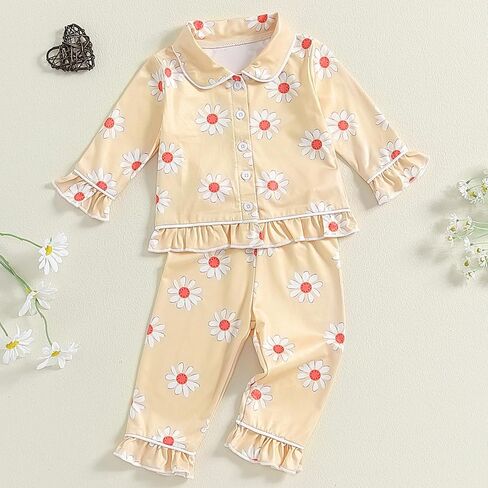 Christmas Pajamas For Kids Toddler Girl Pjs Long Sleeve Button Down Infant Baby Matching Pjs Lounge Set in Saudi Arabia
