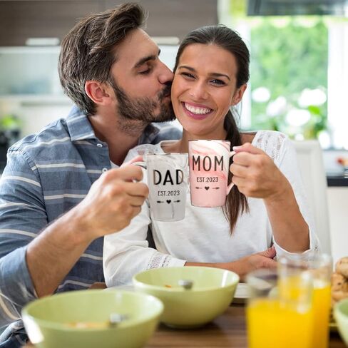 New Parents Gift Set Est 2025 Pregnancy Announcement Gifts for Couples-First Time New Mom Basket for Baby Shower Gender Reveal-Mom & Dad Mugs, Decision Coin, Baby Ultrasound Frame, Onesie, Bib, Socks in Saudi Arabia