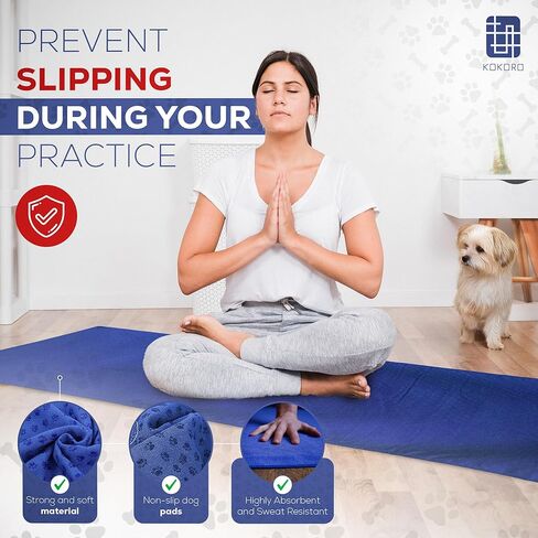 Paw Print Non-Slip Hot Yoga Towel, Sweat Resistant, Non Slip Performance Fabric for Yoga & Other Exercise, Turquoise in Saudi Arabia