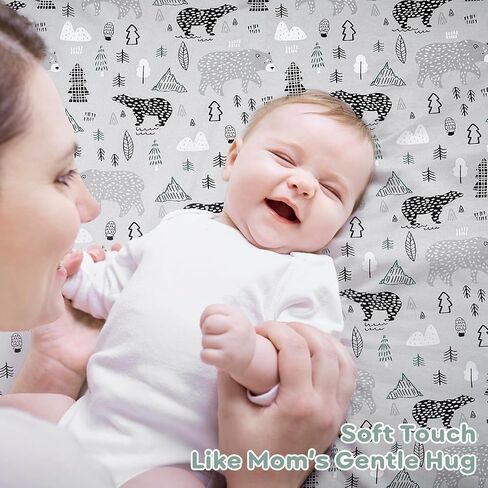 Yoofoss Crib Sheets 100% Cotton Fitted Crib Sheets for Standard Crib and Toddler Mattress 52''x28'', 2 Pack Soft Breathable Baby Sheets for Boys Girls in Saudi Arabia