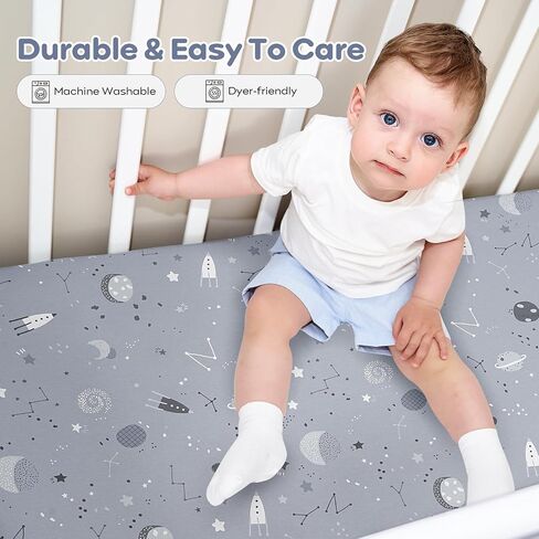 Yoofoss Crib Sheets 100% Cotton Fitted Crib Sheets for Standard Crib and Toddler Mattress 52''x28'', 2 Pack Soft Breathable Baby Sheets for Boys Girls in Saudi Arabia