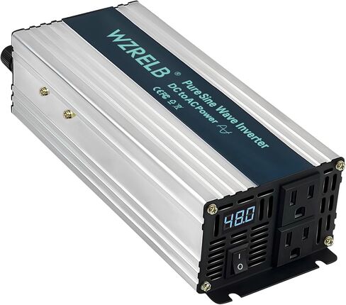 WZRELB 1000W محول موجة جيبية نقية 12V DC إلى 110V 120V AC محول طاقة مع شاشة LED، عاكس طاقة محمول خارج الشبكة مع 2 منافذ تيار متردد للمنزل، RV، الشاحنة، التخييم in Kuwait