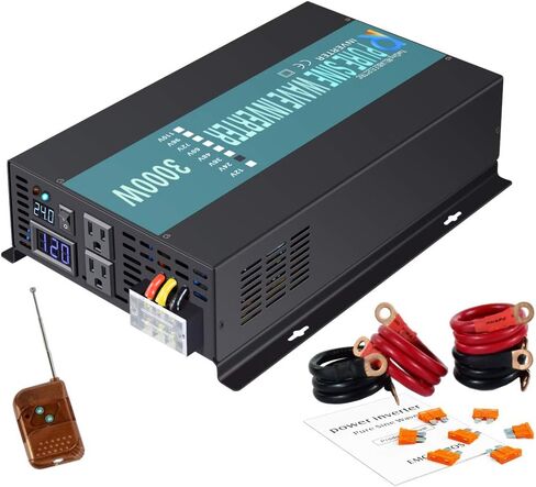 WZRELB 1000W محول موجة جيبية نقية 12V DC إلى 110V 120V AC محول طاقة مع شاشة LED، عاكس طاقة محمول خارج الشبكة مع 2 منافذ تيار متردد للمنزل، RV، الشاحنة، التخييم in Kuwait