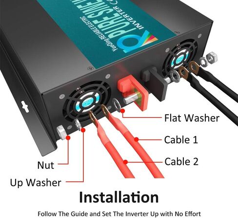 WZRELB 1000W محول موجة جيبية نقية 12V DC إلى 110V 120V AC محول طاقة مع شاشة LED، عاكس طاقة محمول خارج الشبكة مع 2 منافذ تيار متردد للمنزل، RV، الشاحنة، التخييم in Kuwait