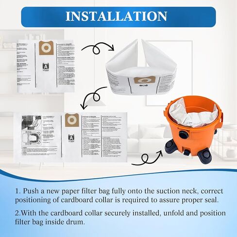 6 Pack Rigid VF3502 Shop Vac Bags For Ridgid 12-16 Gallon Wet Dry Vacuums, Ridgid Vacuum Bags Replacement for WD1950 WD1956 WD1851 WD1850 RV2400HF WD1680 WD1450 WD1270 in Kuwait
