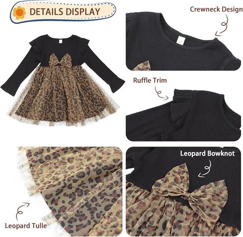 Little Bitty Toddler Tutu Dresses Long Sleeve Casaul Girls Fall Tulle Dress Party Princess Birthday Holiday for 2-8 Years in Kuwait