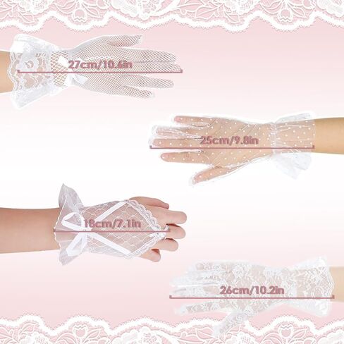 4 Pairs Lace Gloves Tea Party Gloves Wedding Lace Gloves Tea Party, Evening Gloves, Opera Gloves Fingerless Gloves Summer Gloves Prom Cosplay 1920s Costume Accessories in Saudi Arabia