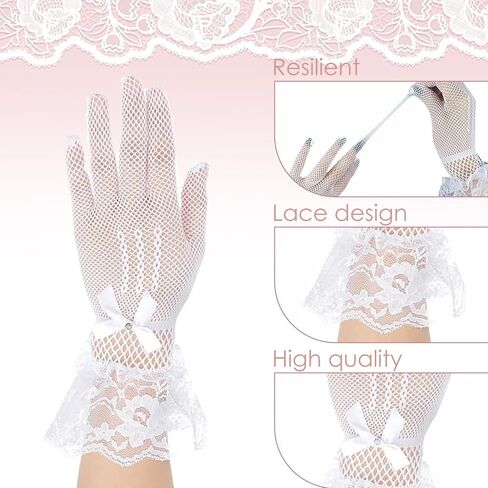4 Pairs Lace Gloves Tea Party Gloves Wedding Lace Gloves Tea Party, Evening Gloves, Opera Gloves Fingerless Gloves Summer Gloves Prom Cosplay 1920s Costume Accessories in Saudi Arabia