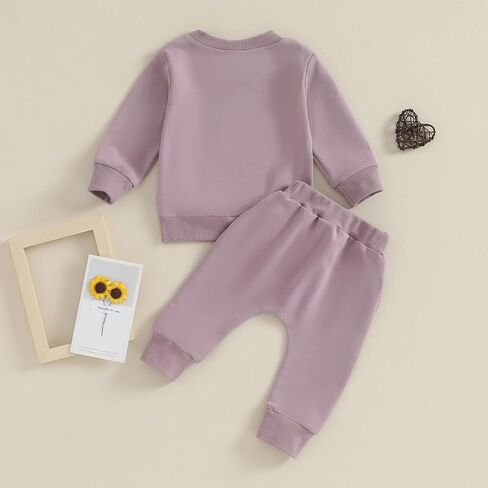 Baby Girl Fall Clothes Set Long Sleeve Letter Print Sweatshirt Pants Toddler Infant Outfits 3 6 12 18 24 Months 2T in Saudi Arabia