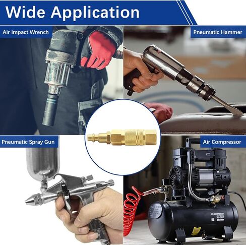 1/4-Inch Air Hose Fittings, 1/4 Inch Brass Female Industrial Coupler NPT Female Quick Connector Air Coupler for Professional Jobsites and Automotive Shops (12pcs Female Couplers) in Saudi Arabia