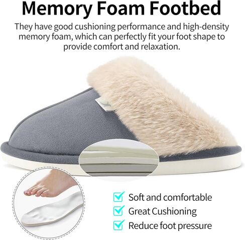 Aomigoct Slippers for Women House Shoes: Memory Foam Fuzzy Womens Slippers Indoor Outdoor Fluffy Bedroom Shoes Slip On in Saudi Arabia