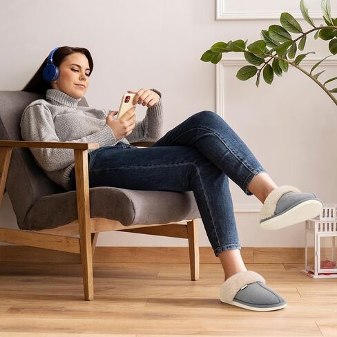 Aomigoct Slippers for Women House Shoes: Memory Foam Fuzzy Womens Slippers Indoor Outdoor Fluffy Bedroom Shoes Slip On in Saudi Arabia