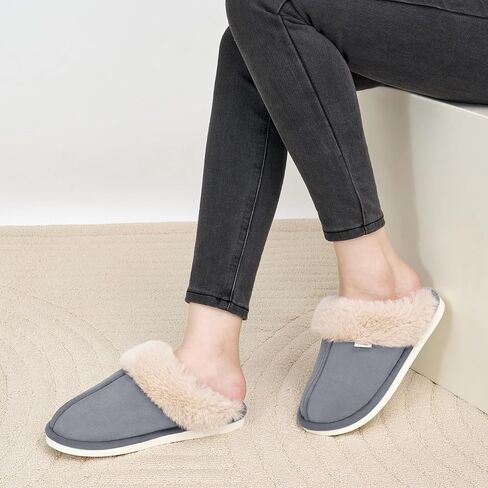Aomigoct Slippers for Women House Shoes: Memory Foam Fuzzy Womens Slippers Indoor Outdoor Fluffy Bedroom Shoes Slip On in Saudi Arabia
