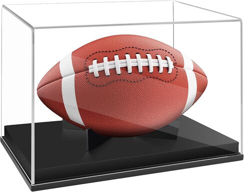 Football Display Case Full Size，Memorabilia Display Box Cases for Football or Memorial Sports Gloves，Acrylic Clear Box with Wood Stand Solid Base in Saudi Arabia