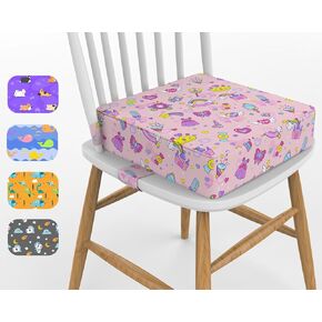 Toddler Booster Seat for Dining Table, 4inch Toddler Cushion, Portable Booster Seats Baby, Adjustable Kids Chair Heightening Booster, Washable Chair Seat Pad Mat for Kids -Pink