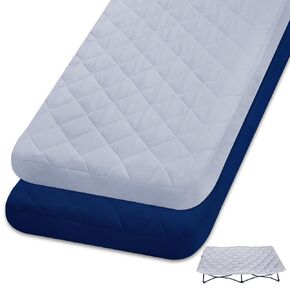 2 Pack Sheet for Regalo My Cot Portable Toddler Bed, Joovy Travel Cot (Sheet Only, Bed not Included), Soft Child Travel Cot Padded Cover