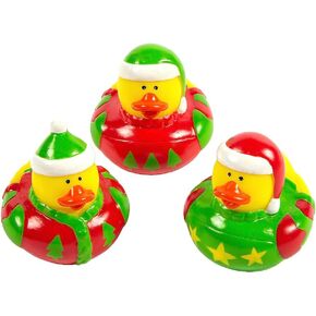 Ugly Sweater Rubber Ducks - Holiday Christmas Stocking Stuffer, Reward, Party Favor, Prize Box, Treasure Box - 3 Piece