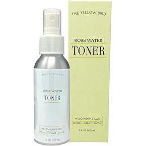 Yellow Bird Natural Rose Water Face Toner - Soothing Facial Hydration Spray, Calming Makeup Setting Mist, Moisturizer Willow Bark to Reduce Redness, Eye Puffiness, Dark Circles
