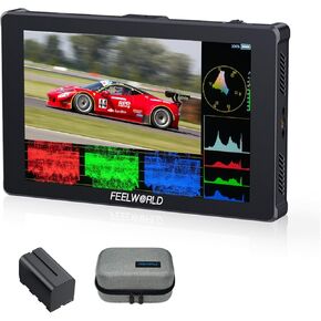 FEELWORLD F7 Plus 7 Inch 1200nit DSLR Camera Field Monitor with F750 4400mAh Battery and Bag High Brightness Touchscreen 3D Lut HDR Waveform F970 Install and Power Kit 4K 60Hz HDMI in Out