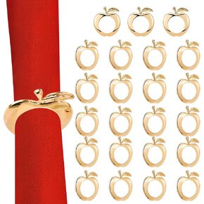 24 Pcs Gold Napkin Rings, Semicircle Metal Napkin Ring Holders Buckles, Fall Easter Thanksgiving Christmas Napkin Rings for Banquet, Party, Wedding Table Decor (24, Matte Gold Semicircle)