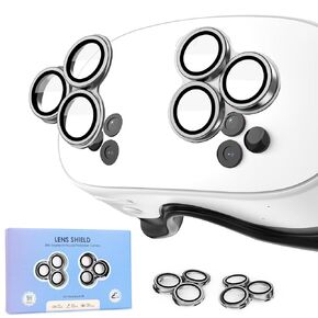 Camera Lens Protector Film for Meta/Oculus Quest 3s, VR Accessories Lens Cover, 9H Tempered Glass, Aluminum Alloy Frame, 360° All-Round Protection, HD Anti-Scratch Accessories for Quest 3s (Silver)