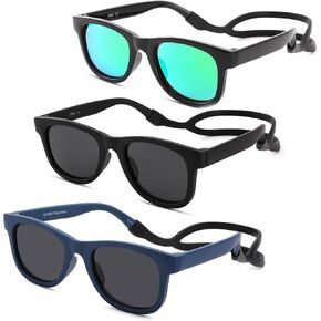 Polarized Baby Sunglasses with Strap - Unbreakable Infant Glasses for Newborn Toddler Boys Girls Age 0-12 Months