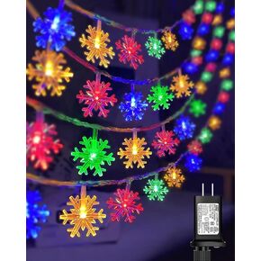 200 LED Christmas Snowflake Lights, 66ft Snowflake Fairy String Lights Indoor, 8 Modes Plug in Christmas String Lights, Waterproof Xmas Light for Christmas Decorations, Xmas Tree, New Year(White)