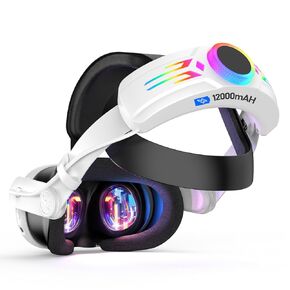 BROKELIT RGB Head Strap with Battery for Meta Quest 3S/Quest 3, 12000mAh Battery Pack for Extended 8H of Playtime, Fast Charging VR Power, Adjustable Elite Strap Enhanced Support and Balance in VR