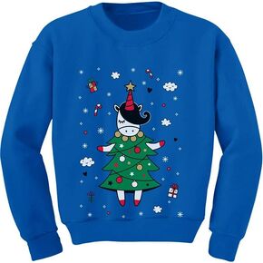 Tstars - Unicorn Xmas Tree Dress Cute Ugly Christmas Toddler/Kids Sweatshirt