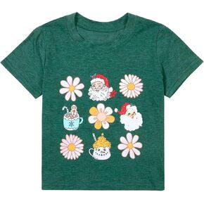 Toddler Girls Boys Christmas Shirt Funny Xmas Santa Claus Shirts Crewneck Short Sleeve Tops Fall Winter Outfits