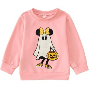 Toddler Baby Girls Halloween Sweatshirt Bowknot Ghost Pumpkin Long Sleeve Shirt Crewneck Pullover Spooky Season Top in Kuwait