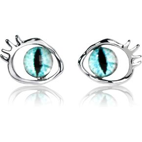 Evil Eye Necklace Silver Snake Necklace for Women, Silver Evil Eye Protection Necklace, Goth Necklace Punk Necklace, Adjustable Versatile Chain Jewelry Collection, 15.75"+3.4"