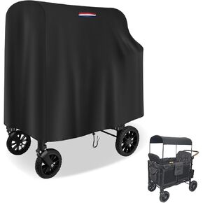 POMER Stroller Wagon Cover for WONDERFOLD Wagon W4 Original,Outdoor Waterproof 420D Wagon Cart Cover With Handle Adjustable Drawstring-44“Lx30 Wx43 H