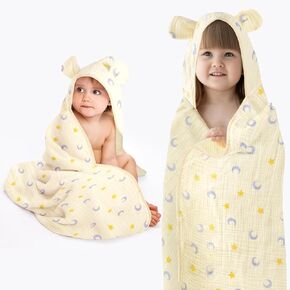Muslin Hooded Baby Bath Towel Ultra Soft Hooded Poncho Towel Shower Gifts for Infant Baby Toddler Boys Girls 1-7 Years Old, Kids Beach Poncho Towels 100% Cotton, Bath Towel with Hood Soft Bath Towels