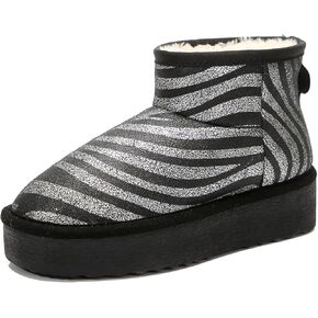 Genuin Cowhide Winter Boots for Women, Lightweight Warm Snow Boots for Women with Faux Fur Lining