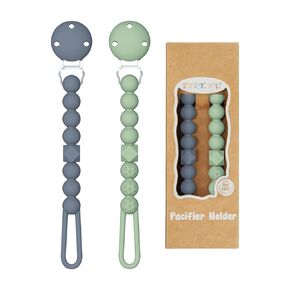TYRY.HU Pacifier Holder Clip with One Piece Beads for Baby Boys and Girls, 3 Pack Soft Flexible Rust-Free Binky Clips with Texture for Teething, Baby Essentials, Keeps Pacifier Clean, Safe for Newborn