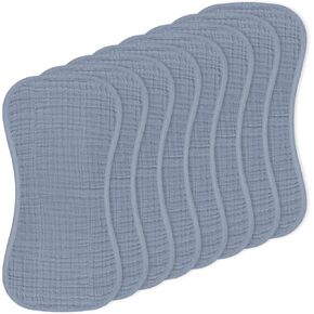 Muslin Baby Burp Washable Cloths Sets for Girl Boy Large, 8 Pack 100% Cotton Burp Clothes Absorbent Easy to Dry for Newborn Unisex 20 x 10 Inches(Grey) in Kuwait