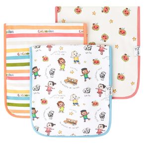 Copper Pearl Baby Burp Cloth Large 21''x10'' Size Premium Absorbent Triple Layer 3-Pack Gift Set CoComelon Friends