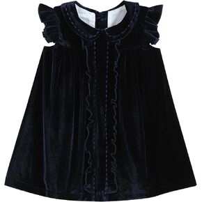 Lil cactus Baby and Girls Velvet Flutter Sleeve Dress