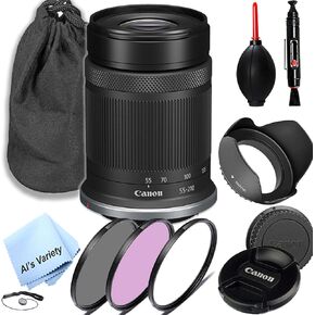Canon RF-S 55-210mm f/5-7.1 is STM Lens (Canon RF),3 Piece Filter Kit,Lens Pouch,Hood and More (11pc) (Renewed)