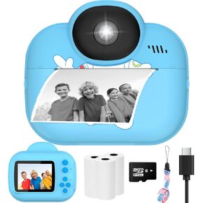 Instant Print Camera for Kids, Kids Camera Christmas Birthday Gifts for Girls Boys, 1080P HD Digital Video Cameras for Toddler, Portable Camera Toy for 4 5 6 7 8 9 10 Year Girl with SD Card (Blue)