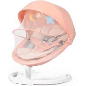 Baby Swing for Infants, Baby Rocker with 5 Speed, Bluetooth Support Infant Swing, 10 Preset Lullabies. 5 Point Harness with Remote Control and 3 Hanging Toys, Gray
