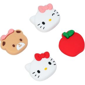 Cute Sanlio Characters Joycon Thumb Grip Caps Compatible with Nintendo Switch, Soft Silicone Joystick Cover for Nintendo Switch/OLED/Lite Controller, 4PCS (Kitty & Apple)