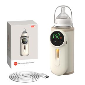 Fast-Heating Portable Bottle Warmer for Breastmilk or Formula,Monitor Milk Volume,Leak-Proof,Fast Charging & Cordless,Nightlight,Temperature Display,Can Use While Charging,8000mAh,Baby Bottle Warmer