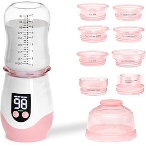 سخان زجاجات محمول للسفر، جهاز تسخين زجاجات الأطفال بدون سلك، سخان زجاجات قابل لإعادة الشحن مع 8 محولات، 1 حاوية مسحوق الحليب، متوافق مع معظم الزجاجات، تسخين سريع، أبيض in Kuwait